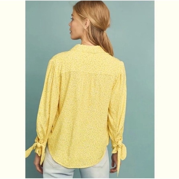 Anthropologie Maeve Blithe Button Down Blouse in Yellow SZ 18W - Picture 3 of 15